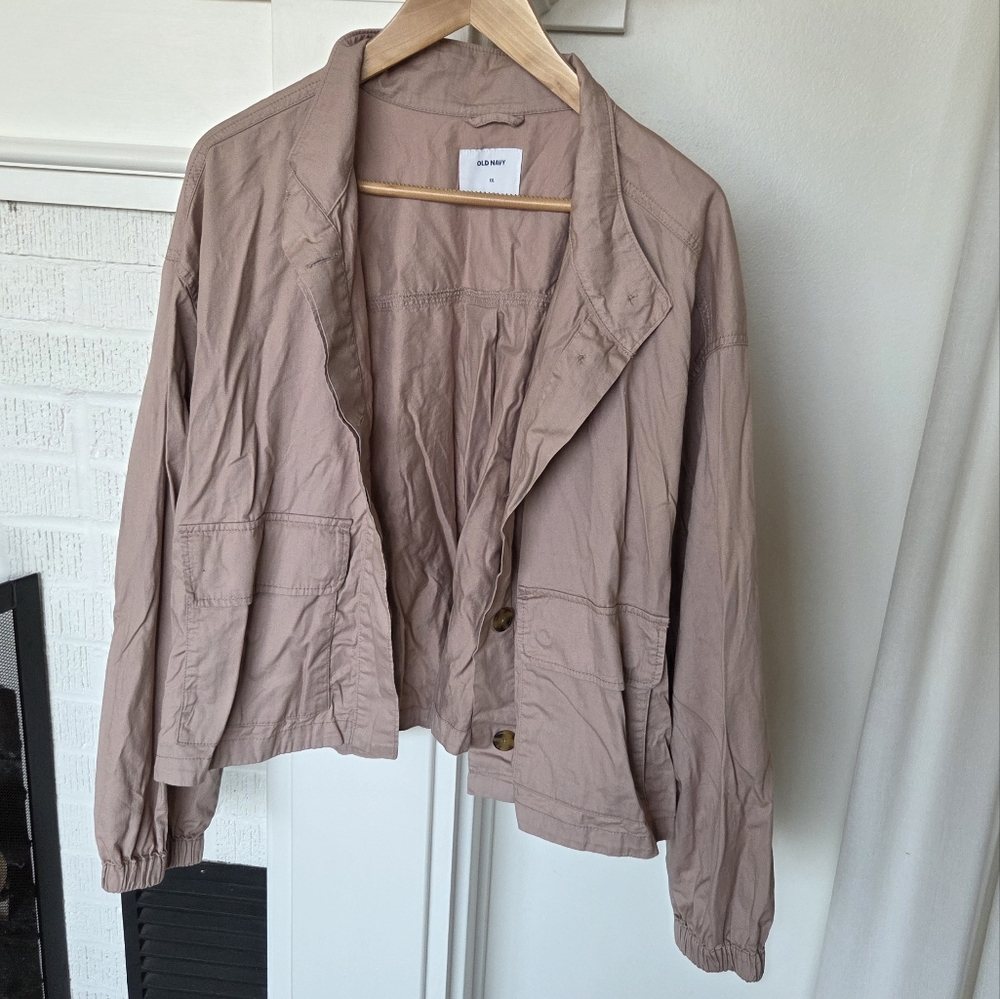 New Old Navy Khaki New Dawn Cropped Lightweight Jacket Size XXL